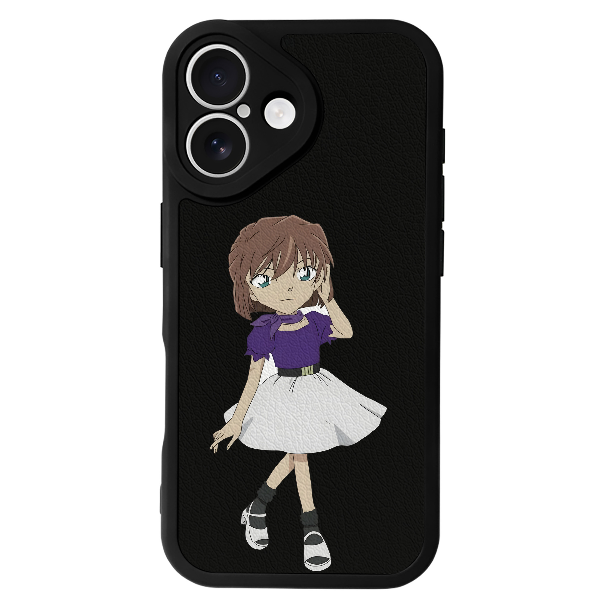 （画像用） 名探偵コナン 灰原 哀 はいばら あい Detective Conan Anita Hailey、Vi Graythorn Haibara Ai 【iPhone 16シリーズ対応】シリコンスマホケース（レザー調） 材質：シリコン